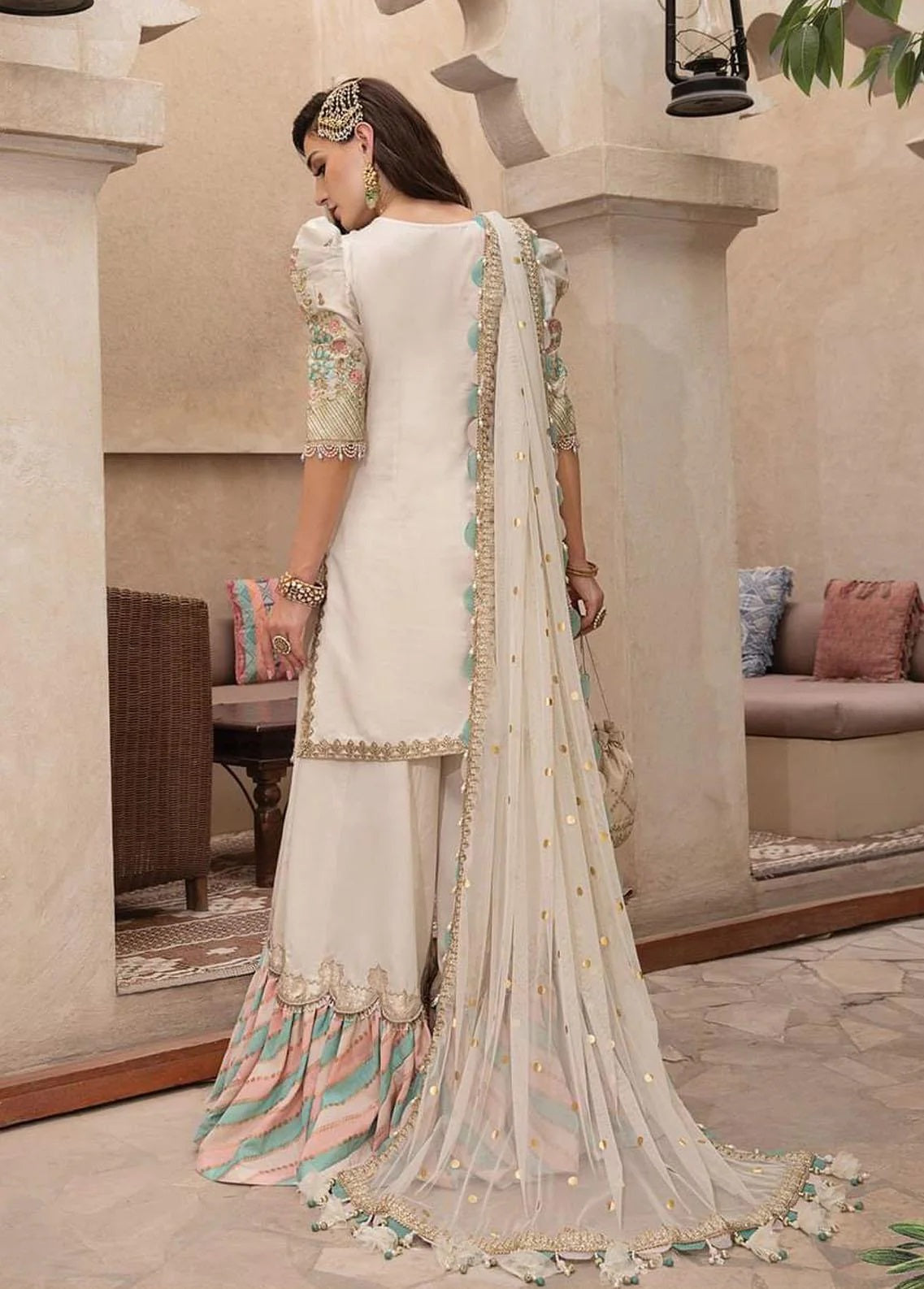 Maria B White Exclusive Silk Lawn Gharara