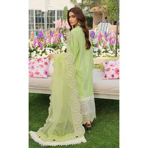 Embroidered Lawn Front & Sleeves Border with Organza Front Daman & Dupatta