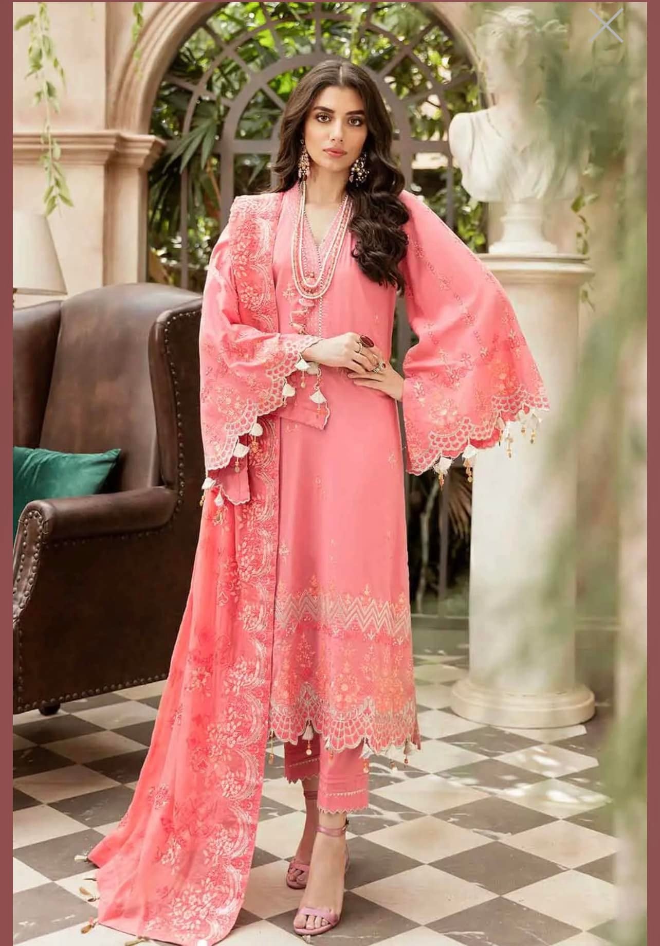 Embroidered Chiffon Suit with Chiffon Dupatta