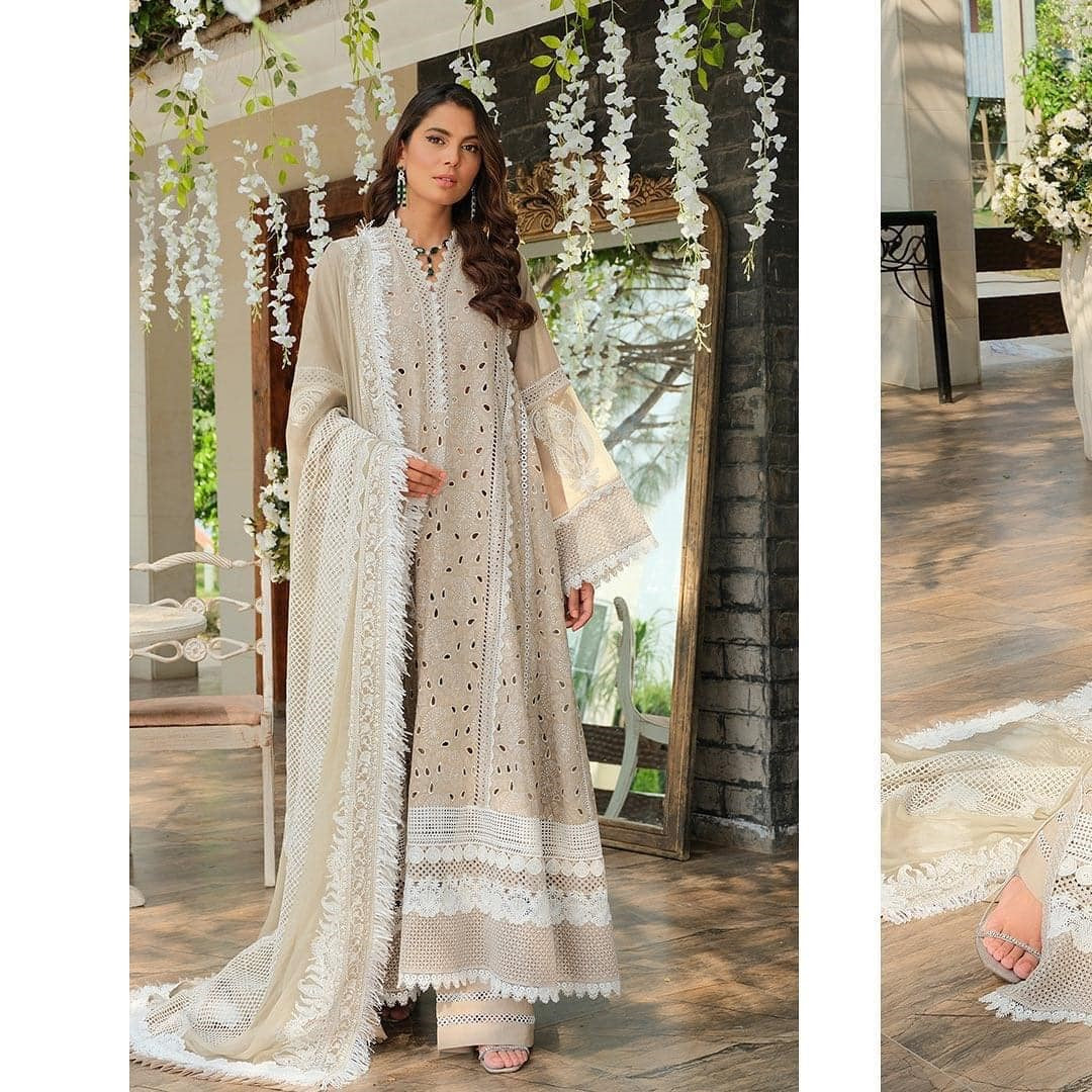 Embroidered Lawn Shiffli and Embroidered Chiffon Dupatta