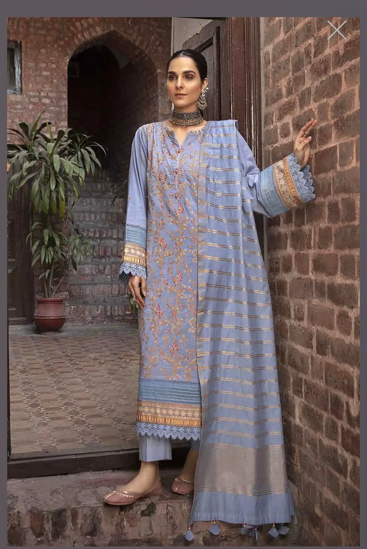 Embroidered Luxury Cotton Suit with Jacquard Dupatta