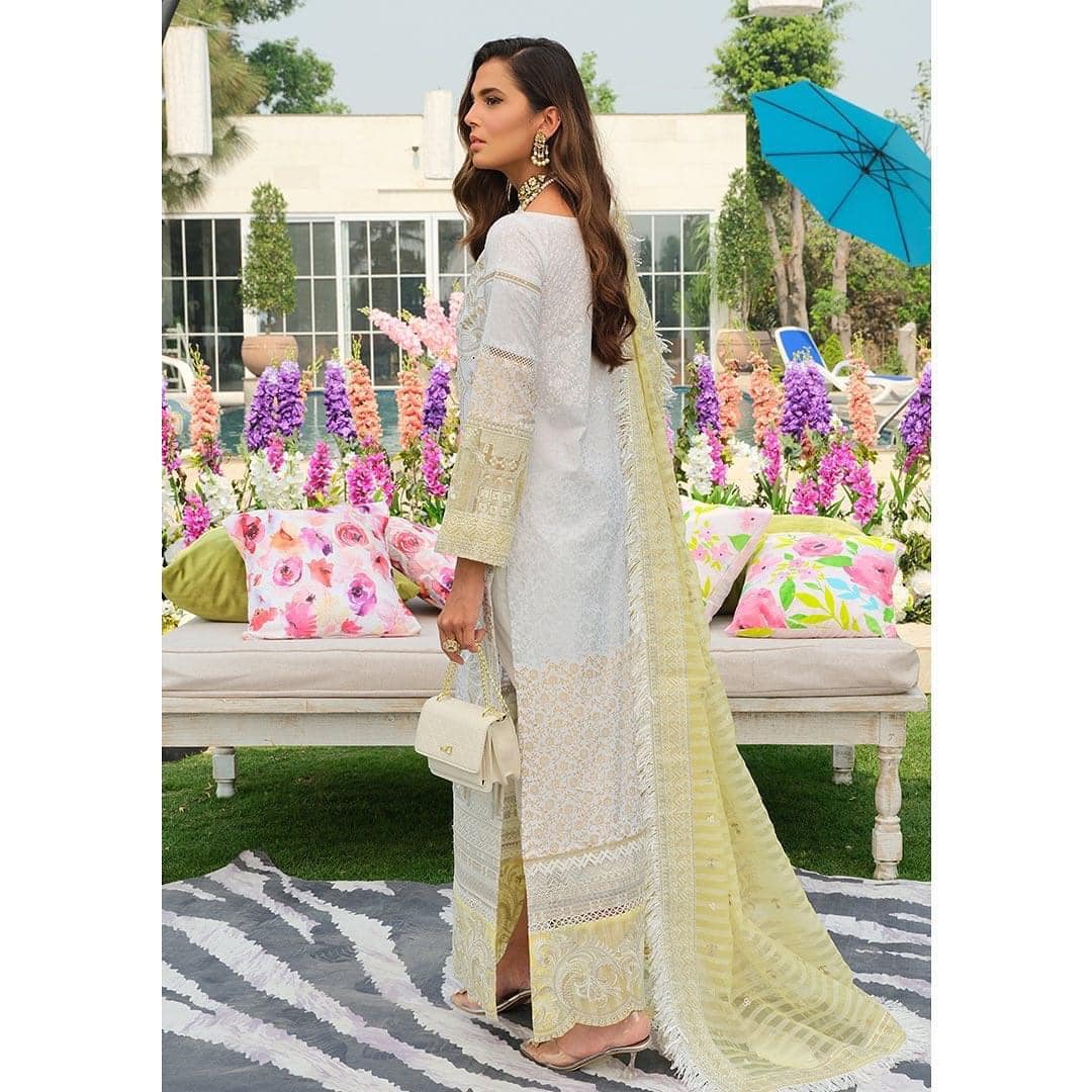 Embroidered Lawn with Block Print and Organza Dupatta