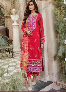 Embroidered Dobby Suit with Organza Dupatta