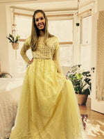 Load image into Gallery viewer, Yellow Gold Lace  Layered Full Gown
