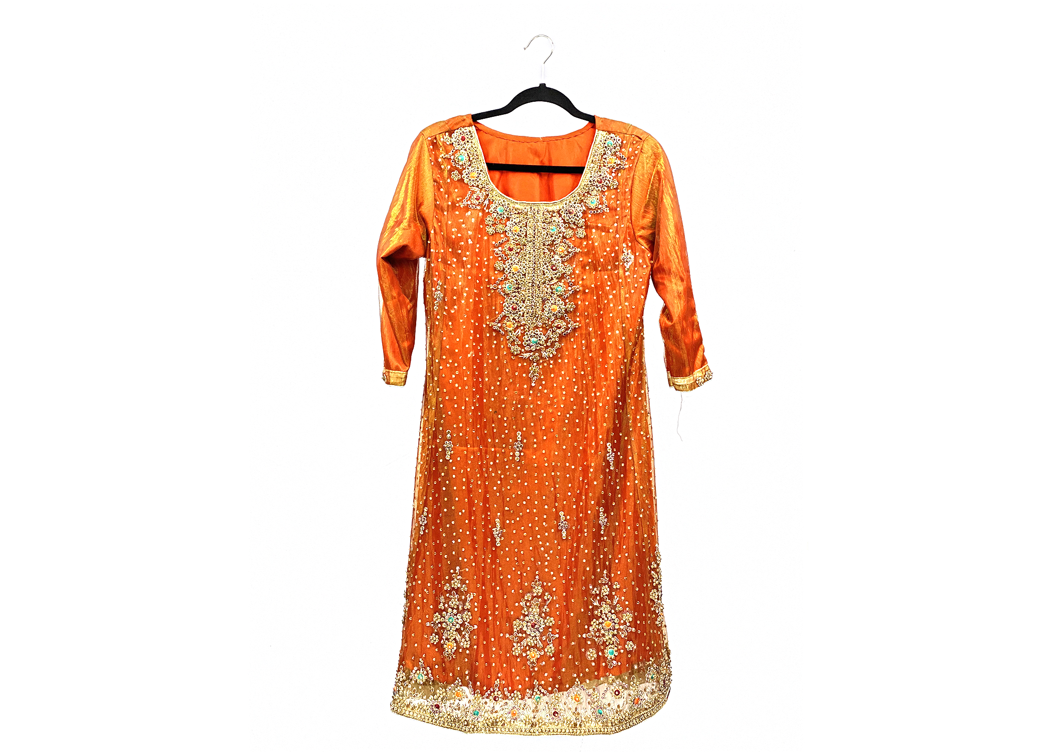 Rust Heavily Embroidered Dress