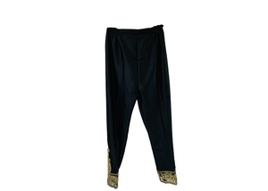 Black Silk Pants with Gold Embroidered Bottom