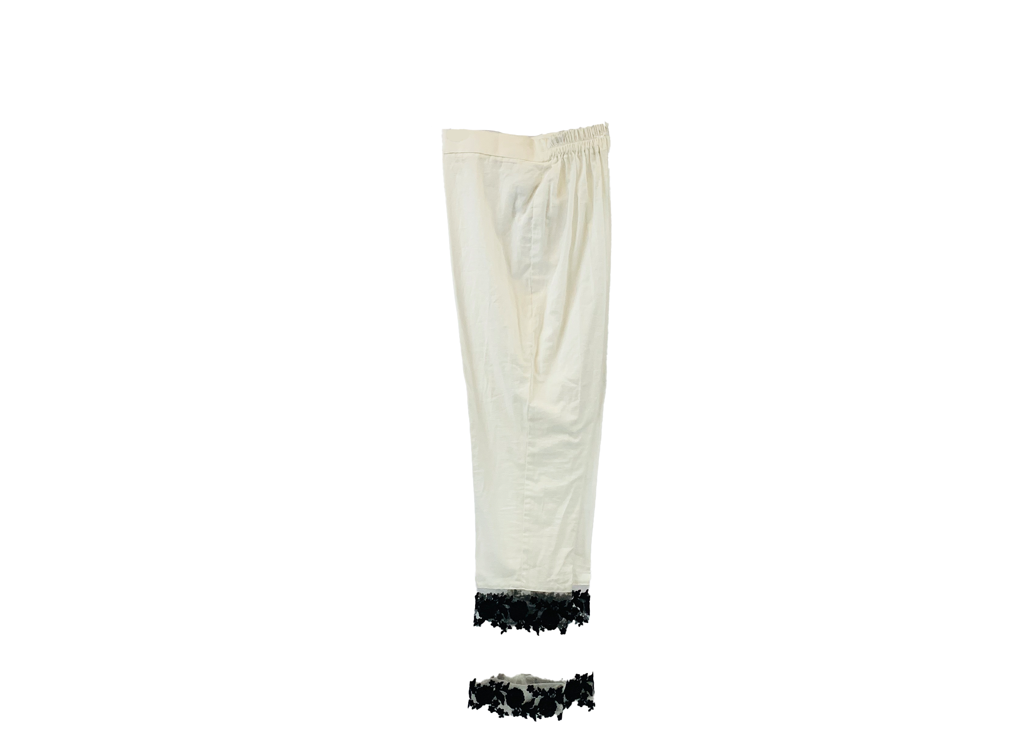 White Embroidered Pants- S