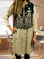 Load image into Gallery viewer, Jacquard lawn shirt with embroidered waist coat
