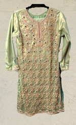 Load image into Gallery viewer, Pistachio Green Formal Heavily Embroidered Dress
