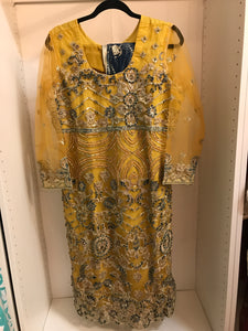 Mustard And Teal Formal Dress