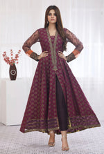 Load image into Gallery viewer, NF-5063 Burgandy Jacquard dress
