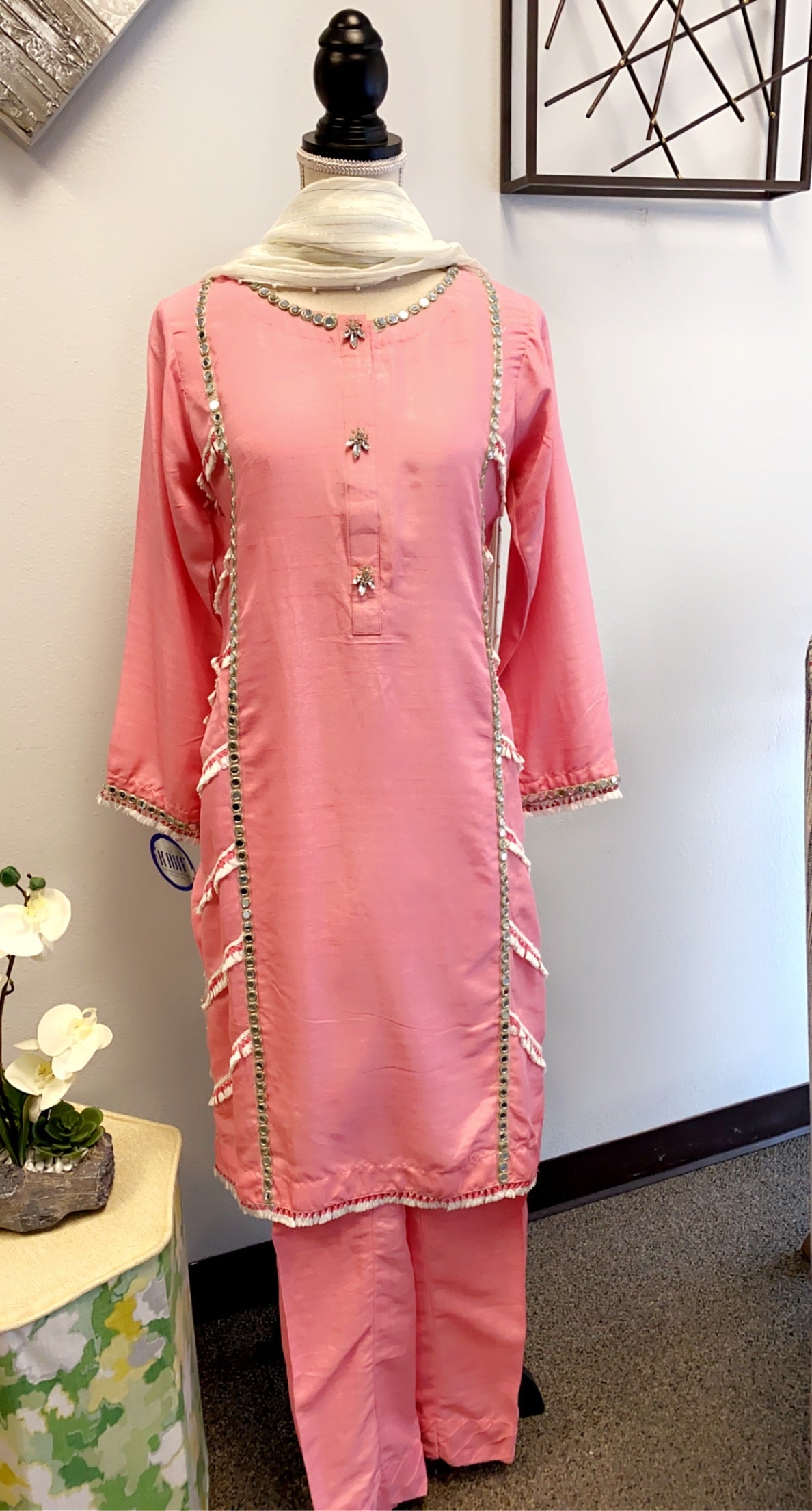 Pink Cotton Net Dress