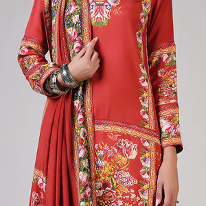 RENAISSANCE GARLANDS ON PRINTED RED SHIRT AND DOPATTA