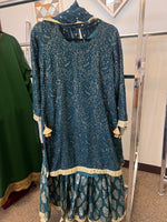 Load image into Gallery viewer, Teal banarsi chiffon Gharara
