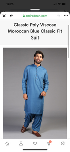 Amir Adnan Collection - Classic Poly Viscose Moroccan Blue Classic Fit Suit