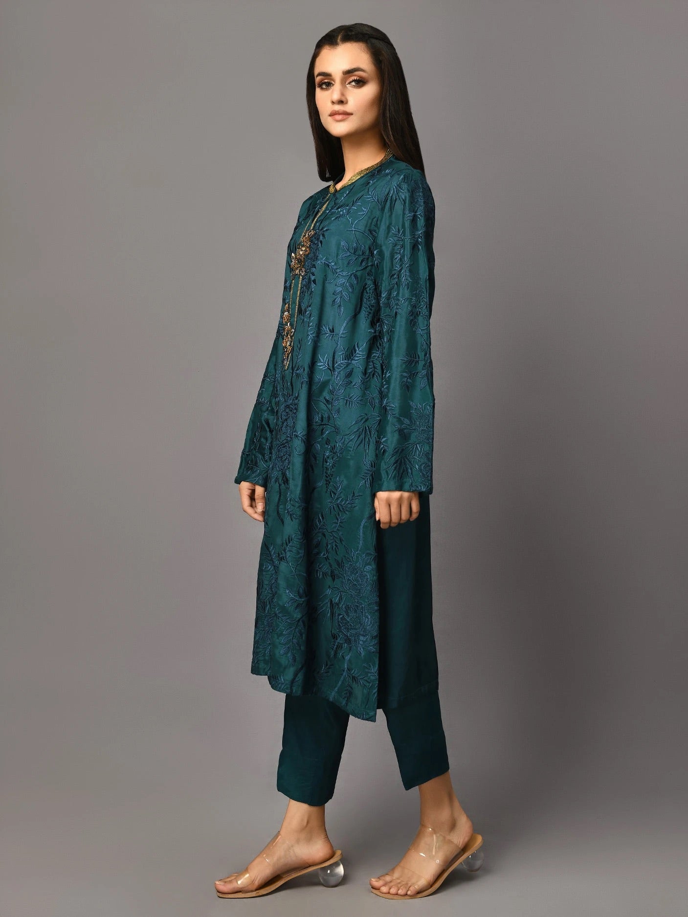 Embroidered Silk Suit