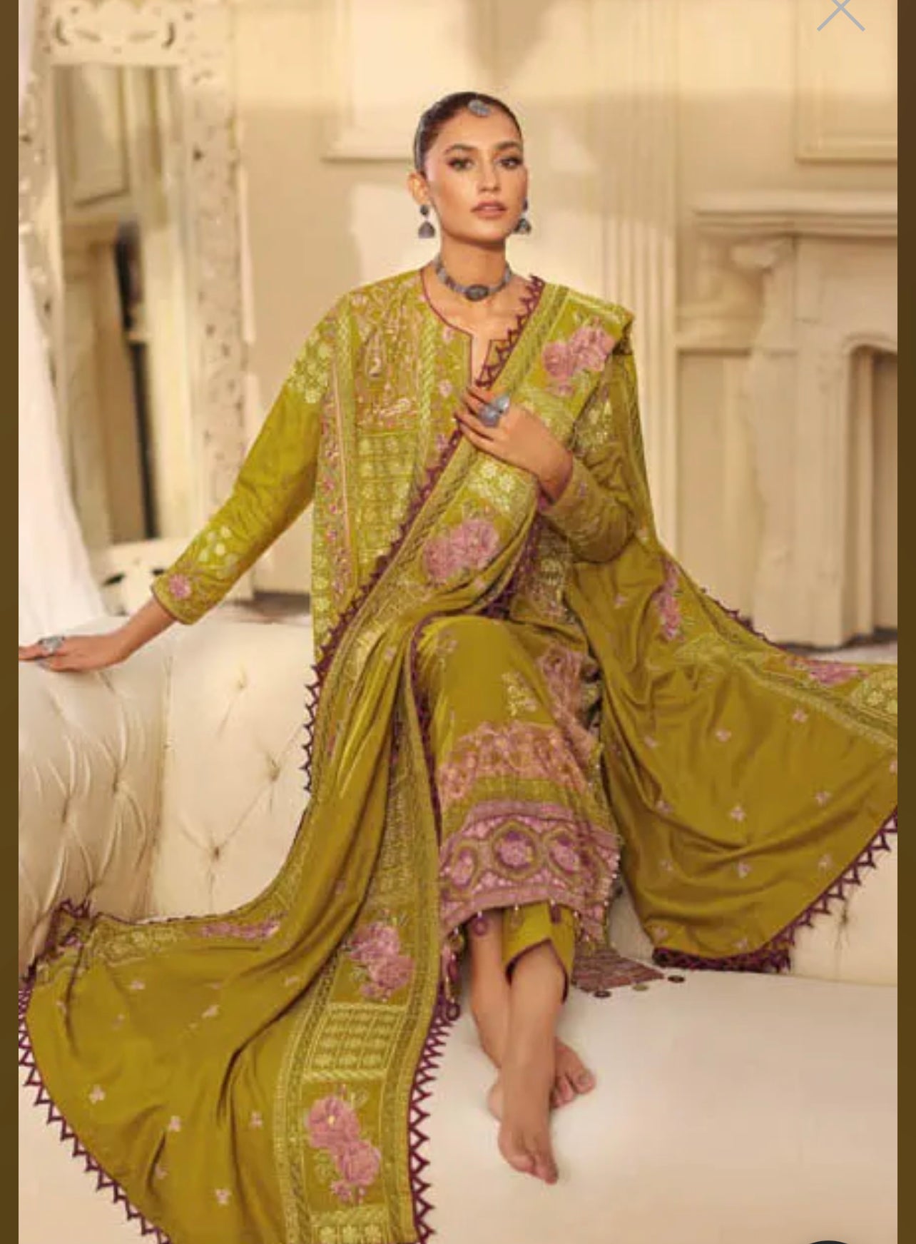 3PC Pashmina Shawl Unstitched Embroidered Suit AP-22019