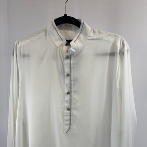 White Collared Shikara Kurta - Slim Fit