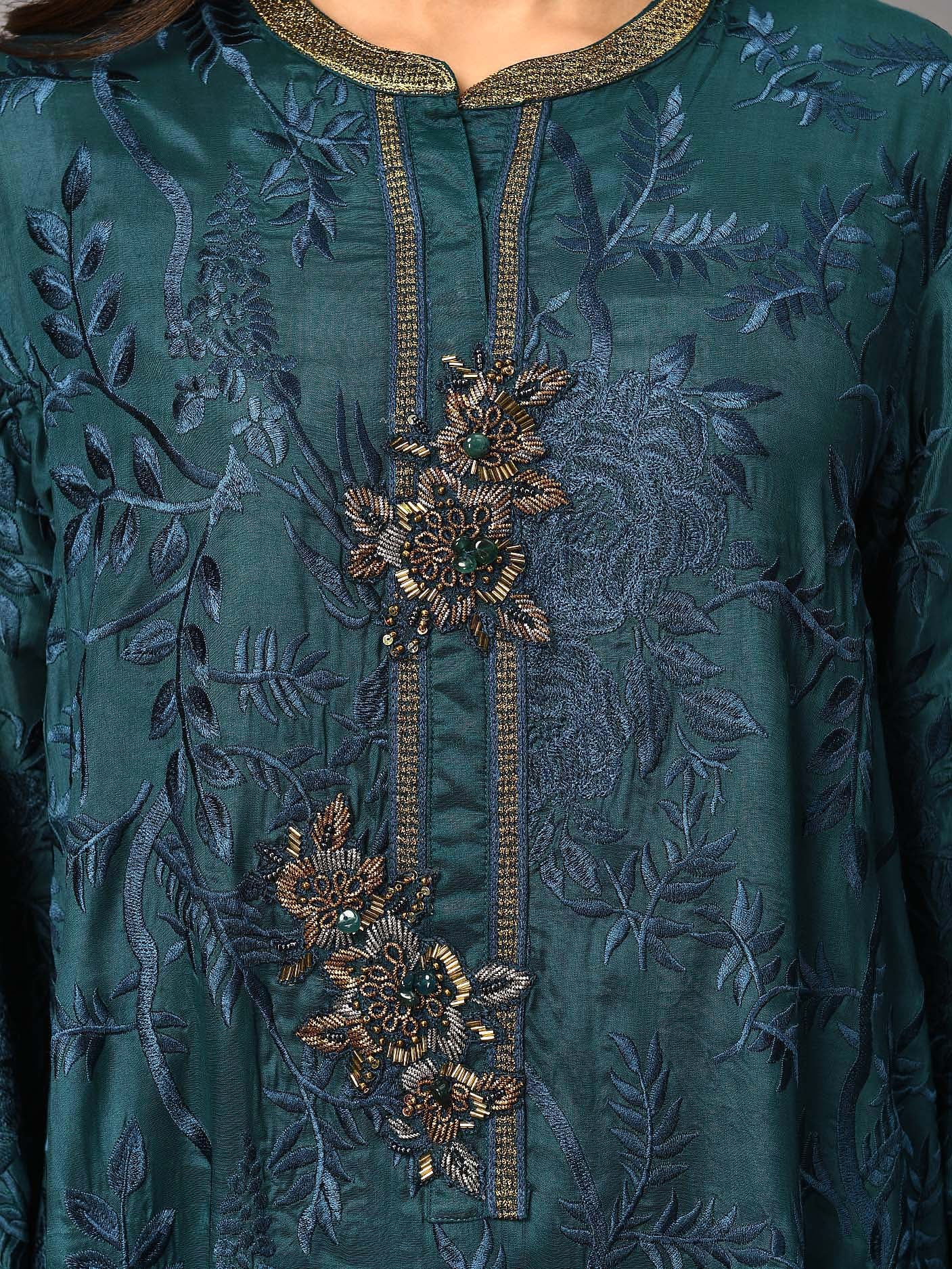 Embroidered Silk Suit