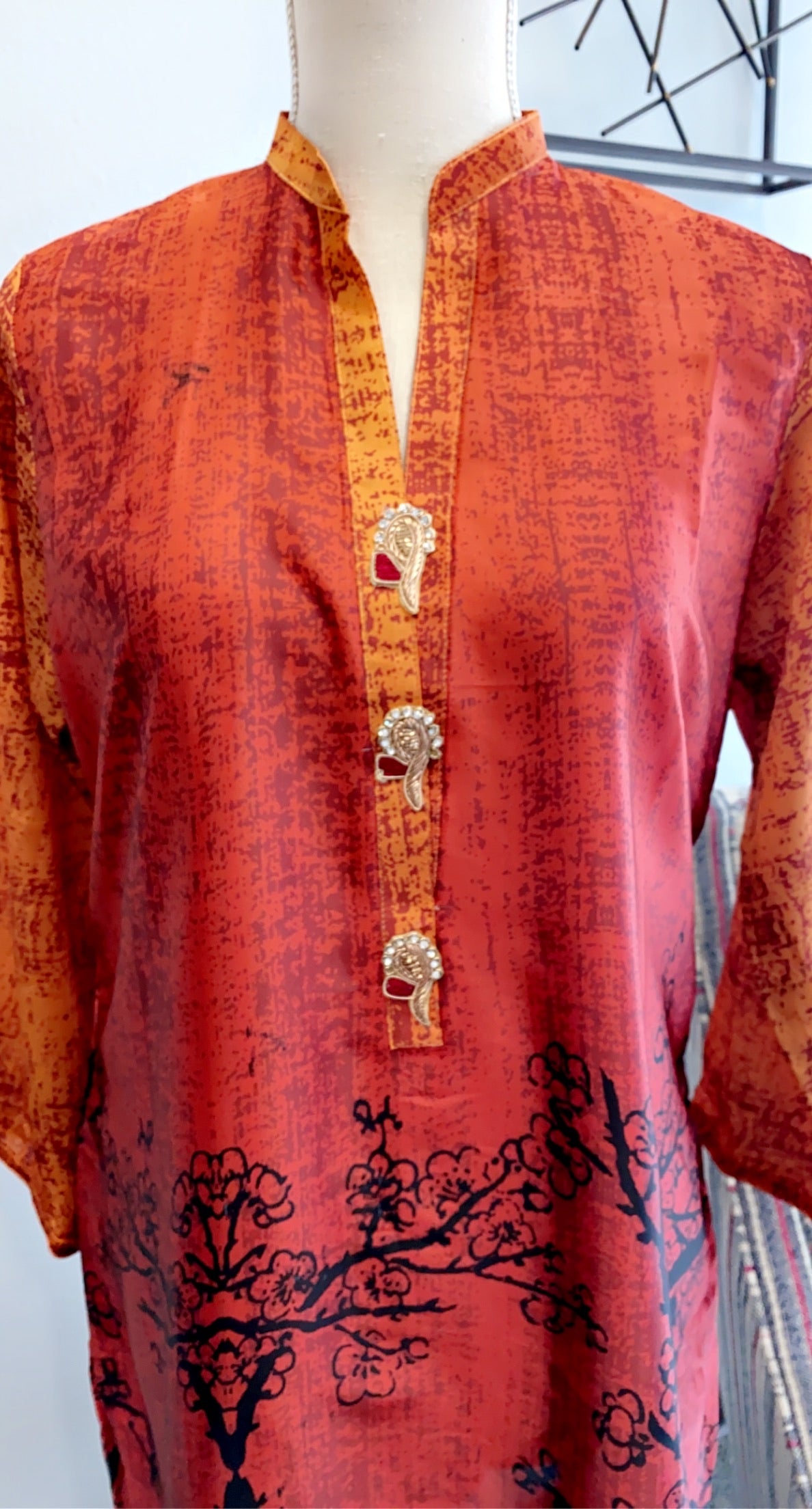 Silk Embroidered Digital Printed Kurti