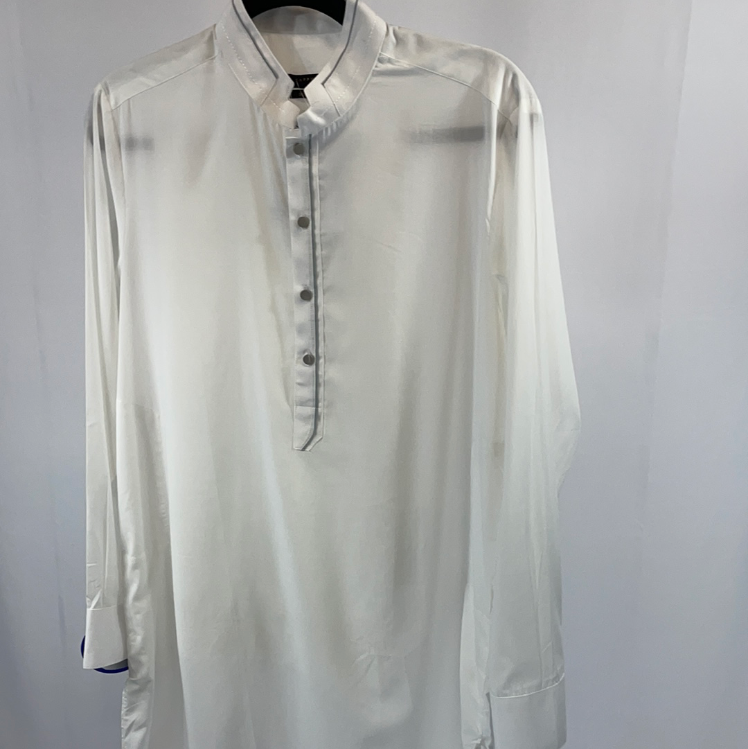 White Collared Shikara Kurta - Slim Fit