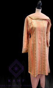 Peach & Gold Chiffon Suit