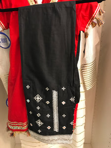 Black And White mirror Worked Embroidered Shalwar