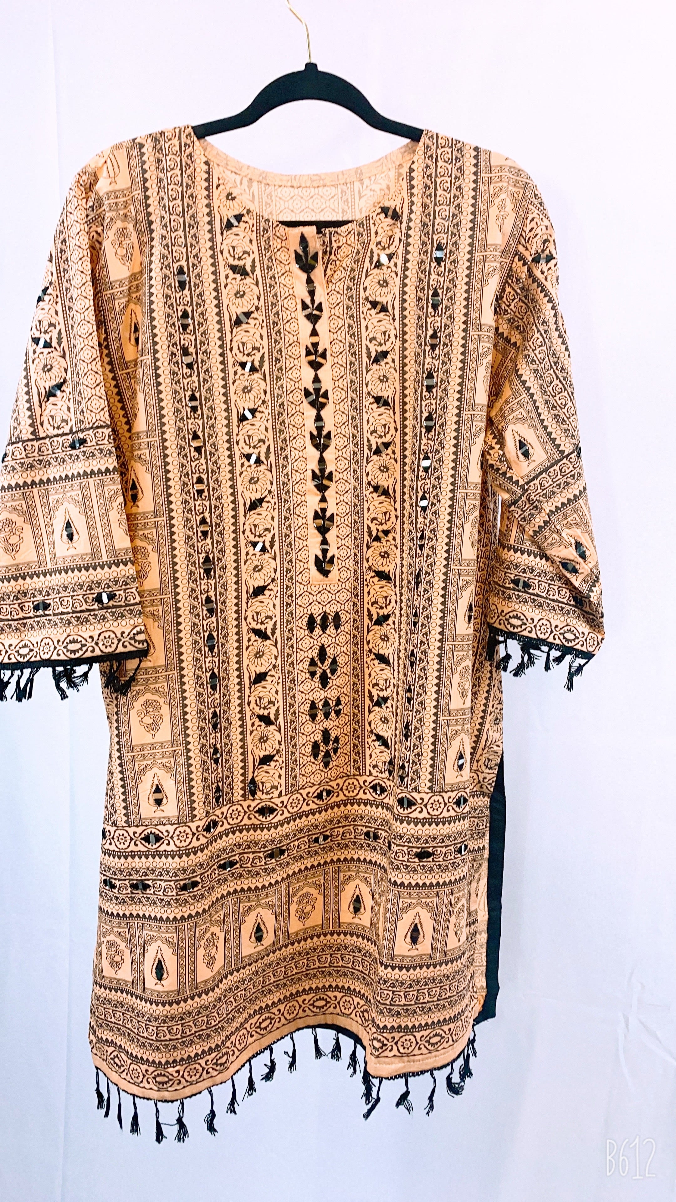 Embroidered Cotton Mirror Studs Tunic