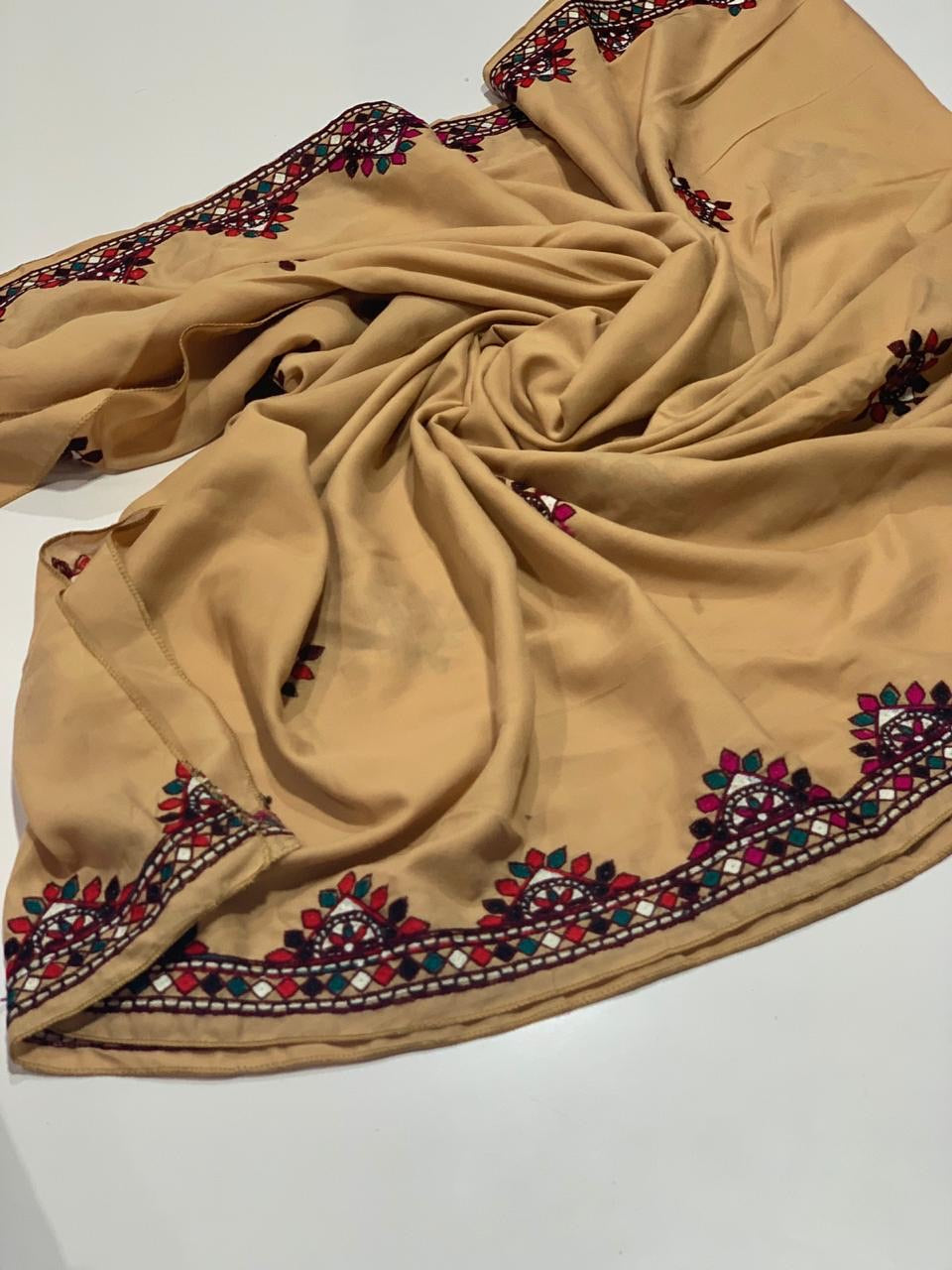 Beige Embroidered Dopatta