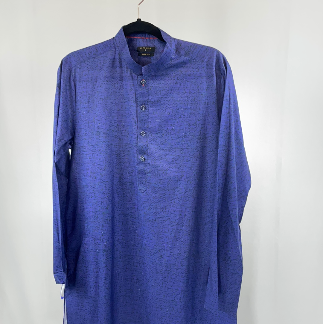 Violet with Digital pattern Collared Shikara Kurta - Slim Fit