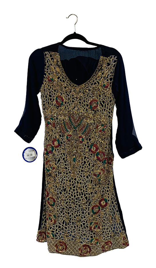 Navy Blue Heavily Embroidered Dress