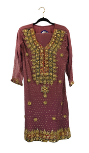 Tea Pink Formal Embroidered Dress