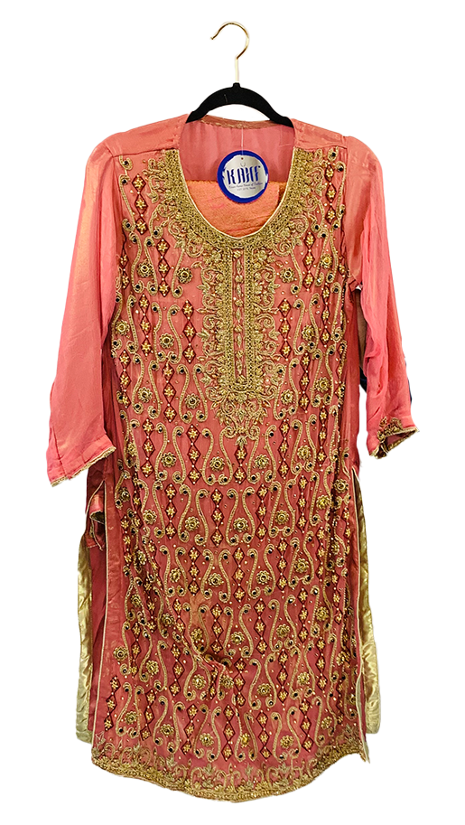 Tea Pink Formal Embroidered Outfit