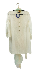 White Emboidered Lawn Shirt with Chiffon Dopatta